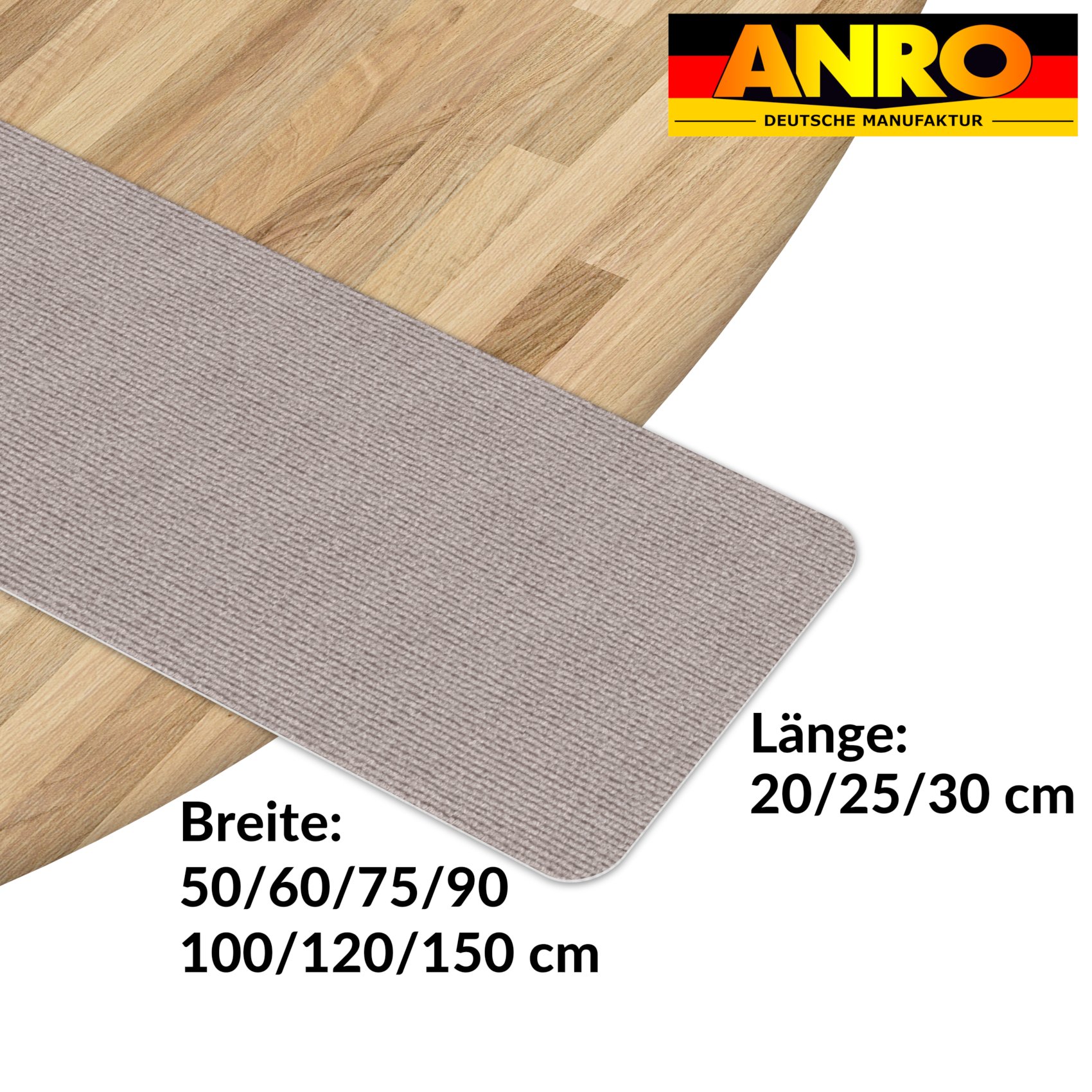 NEMBEIG1_20 Treppenteppich Stufenmatte Treppenstufen Teppich selbsthaftend Stufenmatte Rechteckig NEMESIS Beige