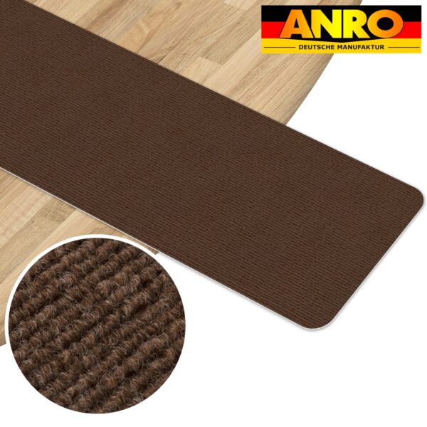 Treppenteppich Stufenmatte Treppenstufen Teppich selbsthaftend Stufenmatte Rechteckig NEMESIS Schoko – 50x20cm