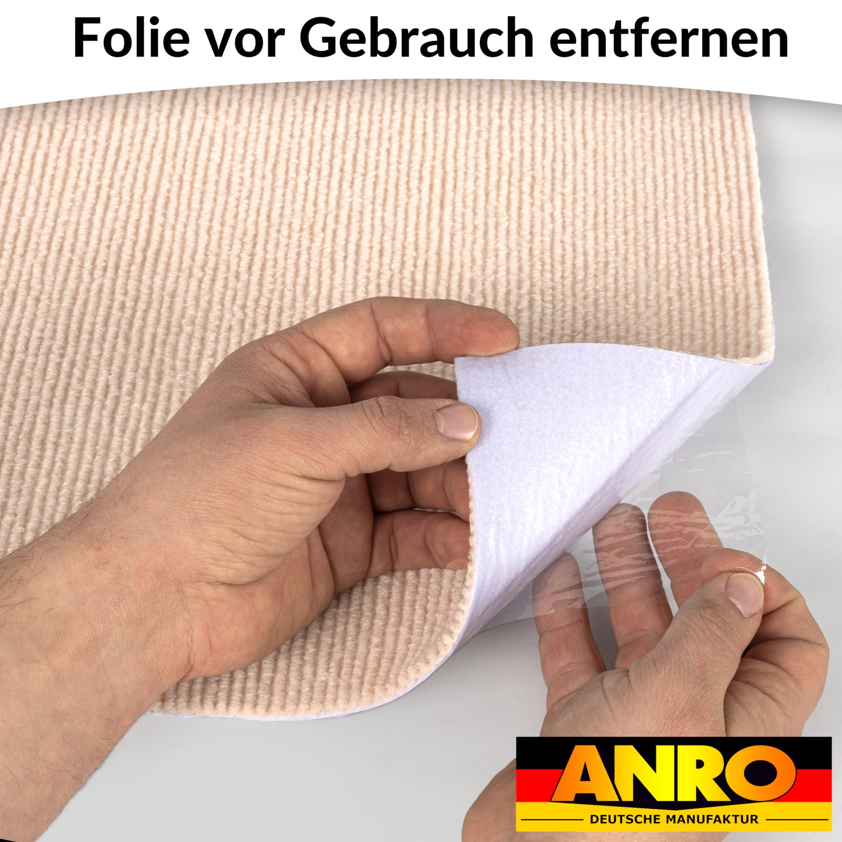 NEMCREM-RE_50 Bodenschutzmatte Bürostuhlunterlage Schreibtischstuhl Unterlage Teppich selbsthaftend NEMESIS Creme