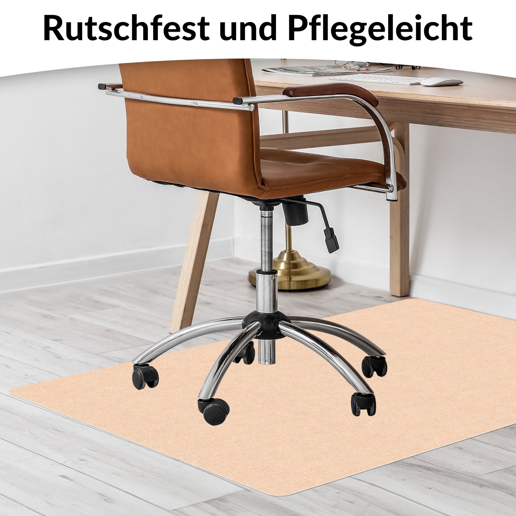 NEMCREM-RE_30 Bodenschutzmatte Bürostuhlunterlage Schreibtischstuhl Unterlage Teppich selbsthaftend NEMESIS Creme
