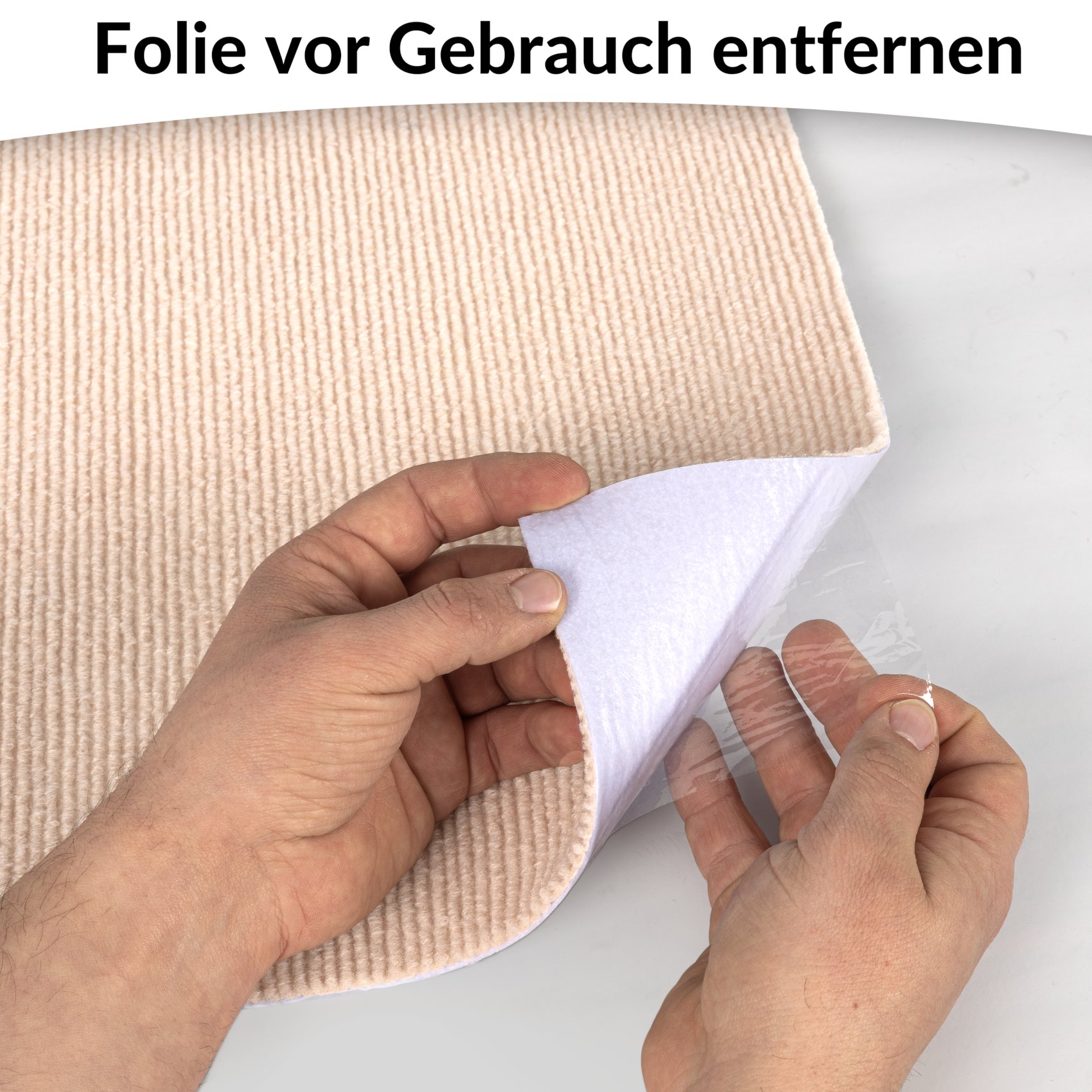 Antirutschmatte Bodenmatte selbsthaftend Teppich Bodenbelag in Meterware Creme