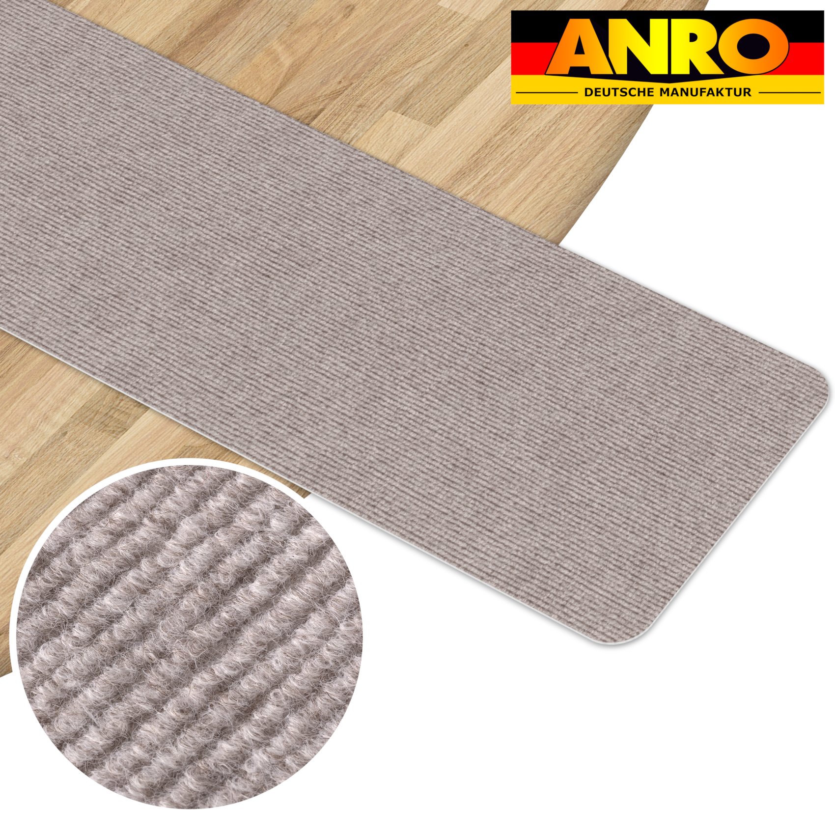 NEMBEIG1_30 Treppenteppich Stufenmatte Treppenstufen Teppich selbsthaftend Stufenmatte Rechteckig NEMESIS Beige
