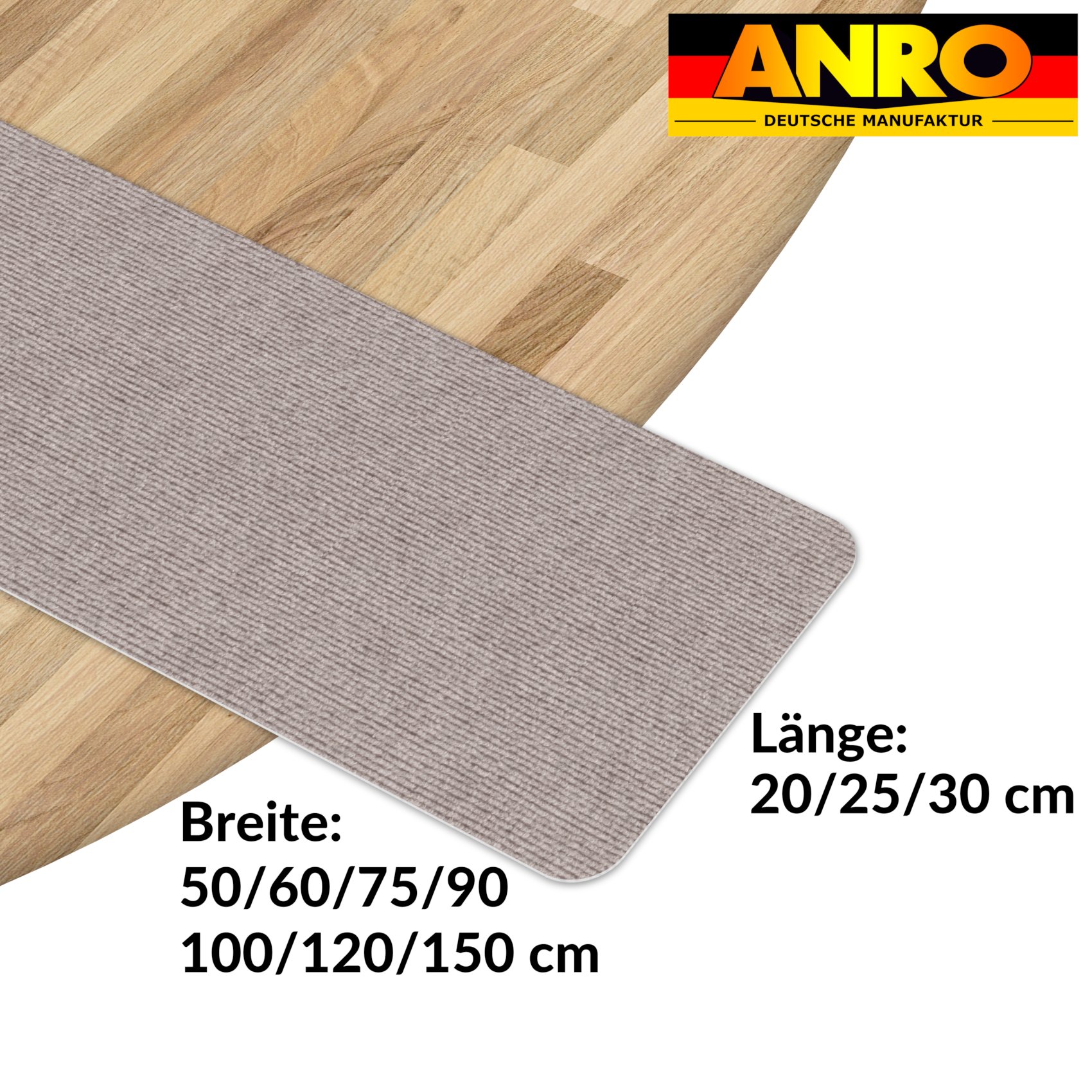 NEMBEIG1_20 Treppenteppich Stufenmatte Treppenstufen Teppich selbsthaftend Stufenmatte Rechteckig NEMESIS Beige