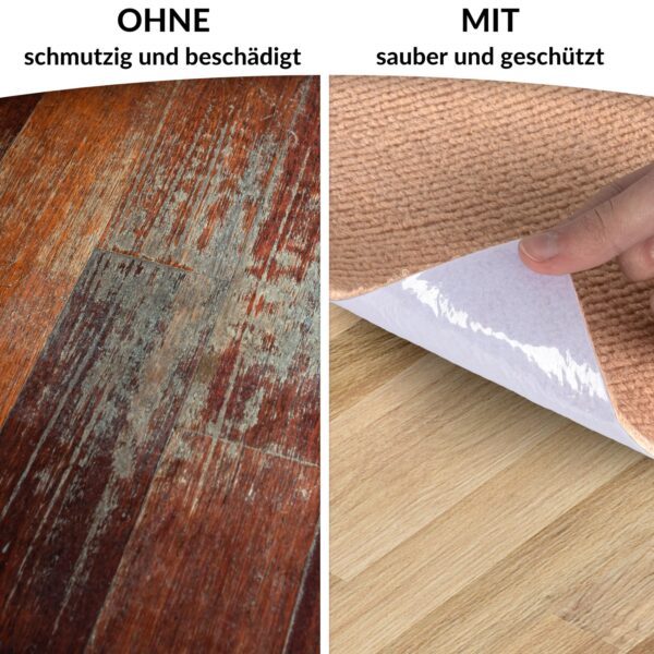 Bodenschutzmatte Bürostuhlunterlage Schreibtischstuhl Unterlage Teppich selbsthaftend NEMESIS Hellbraun – 090x120cm