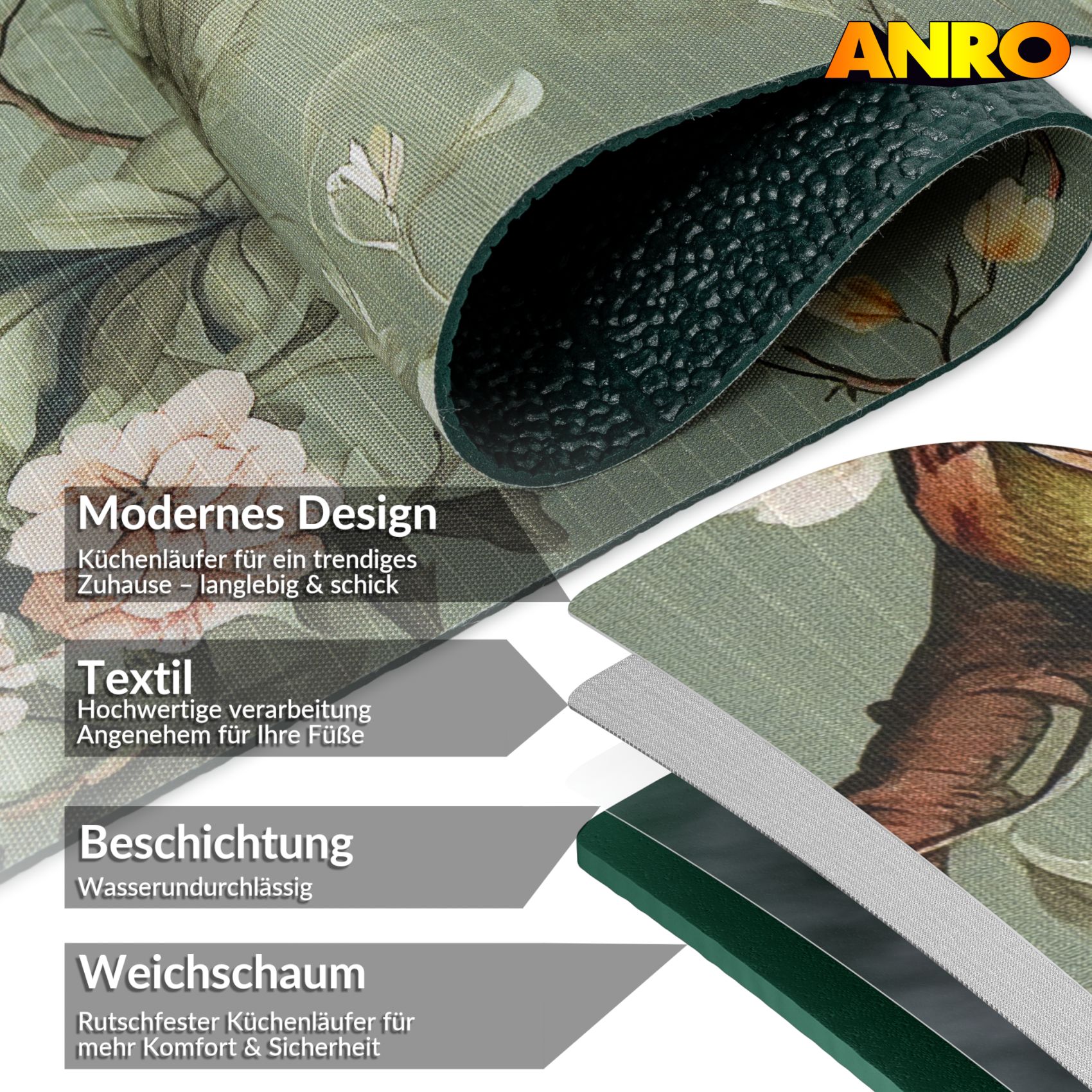 SPRINT84_60 Küchenläufer Küchenteppich Läufer Flur Teppichläufer Sprinty Monet 52cm Breite