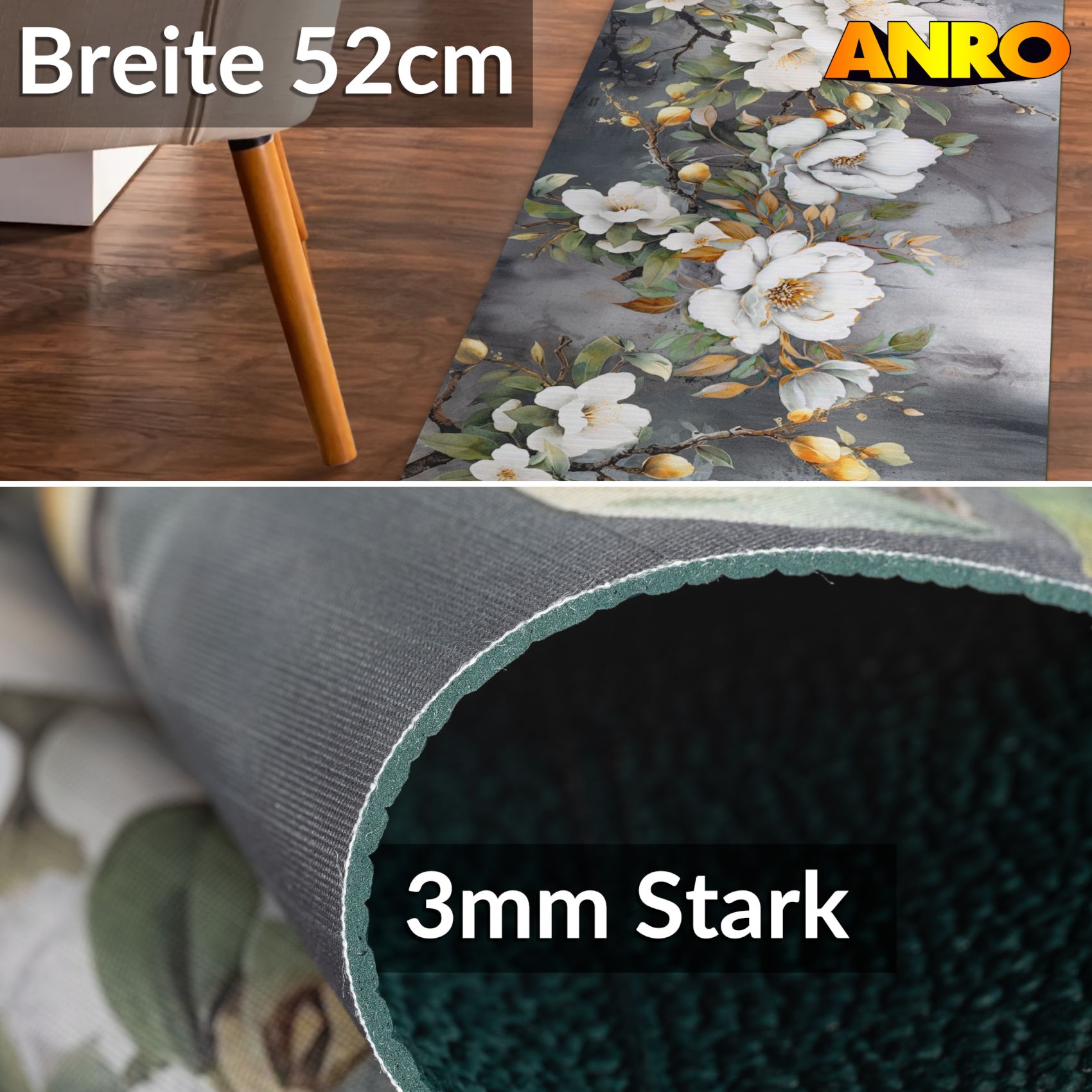 Küchenläufer Küchenteppich Läufer Flur Teppichläufer Sprinty Sara 52cm Breite