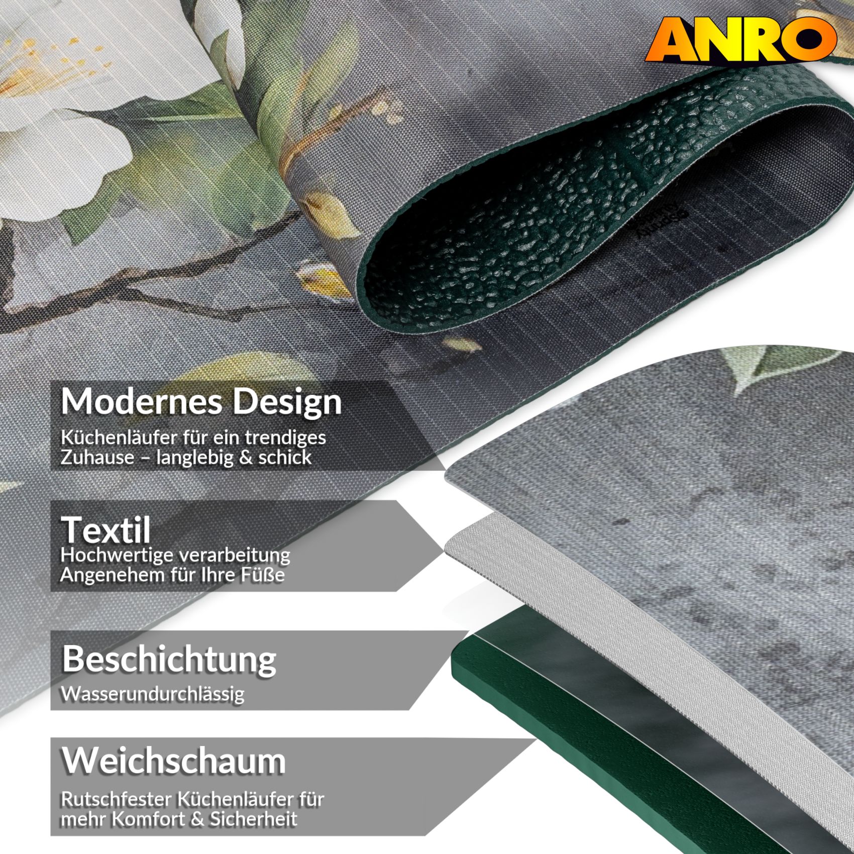 Küchenläufer Küchenteppich Läufer Flur Teppichläufer Sprinty Sara 52cm Breite