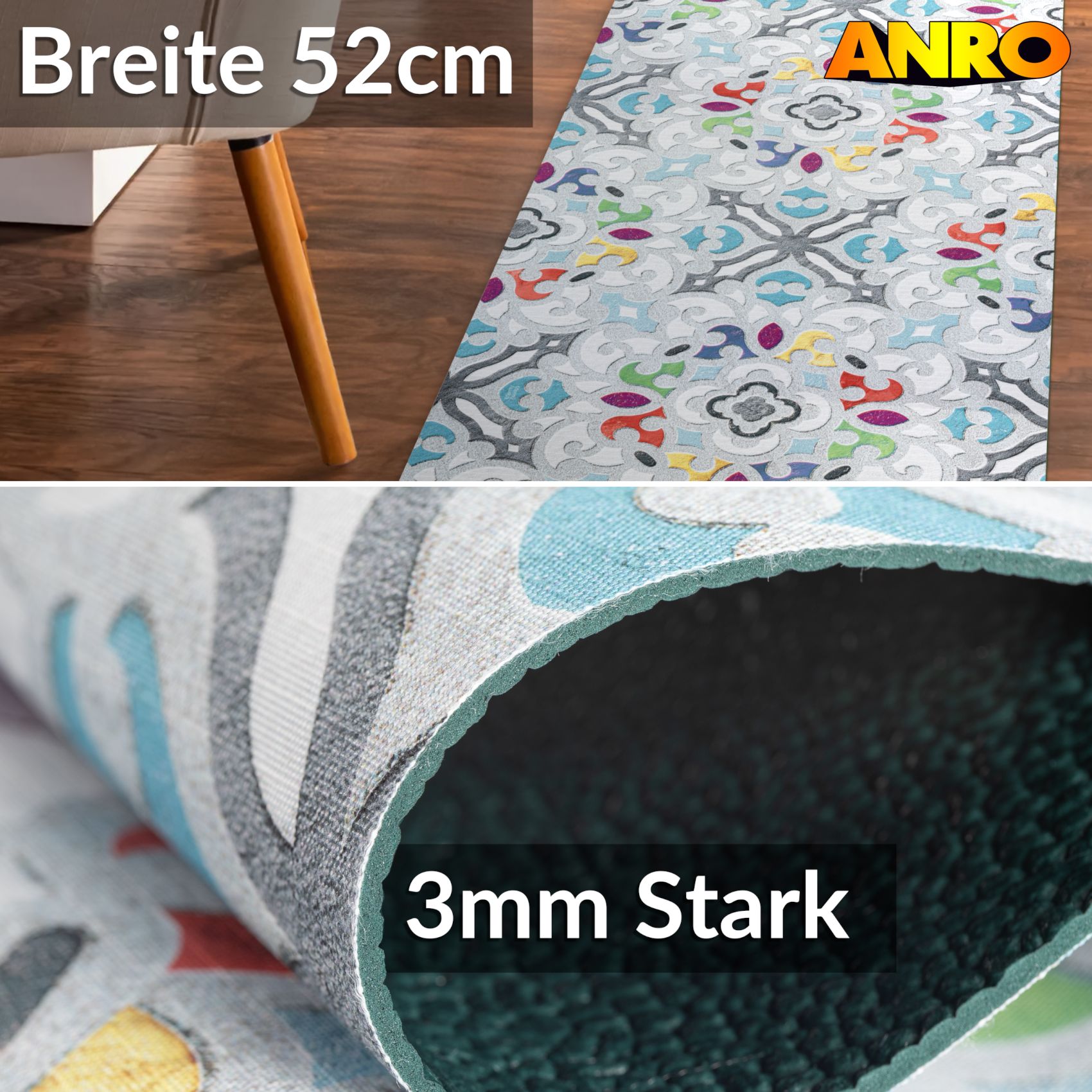 Küchenläufer Küchenteppich Läufer Flur Teppichläufer Sprinty Valentina 52cm Breite