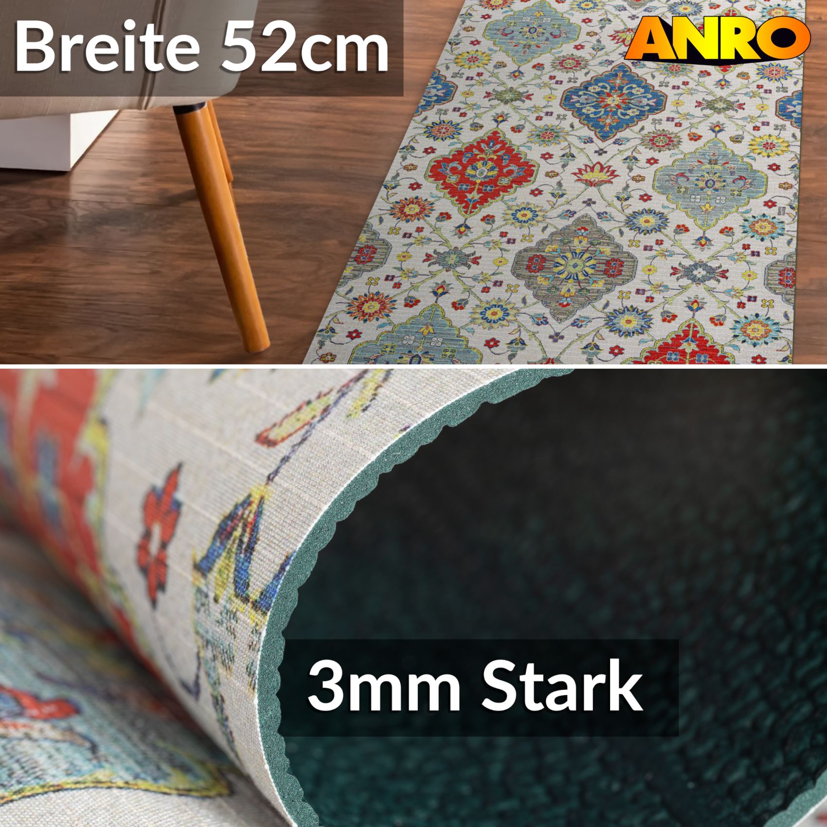 SPRINT88_30 Küchenläufer Küchenteppich Läufer Flur Teppichläufer Sprinty Vita 52cm Breite