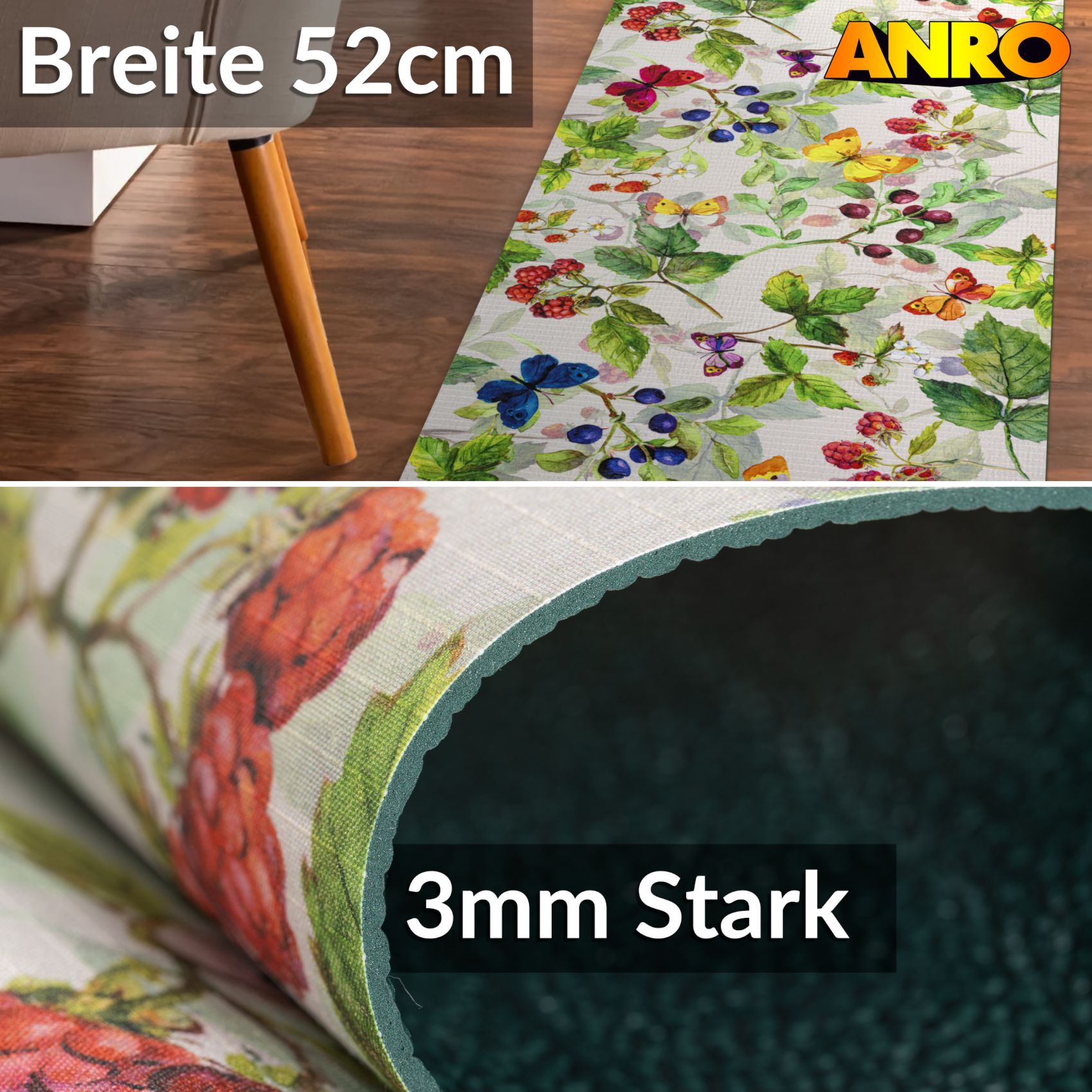 Küchenläufer Küchenteppich Läufer Flur Teppichläufer Sprinty Thailandia 52cm Breite