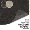 Kurzflor Teppich nach Maß Princess in Braun mit Weichschaumrücken