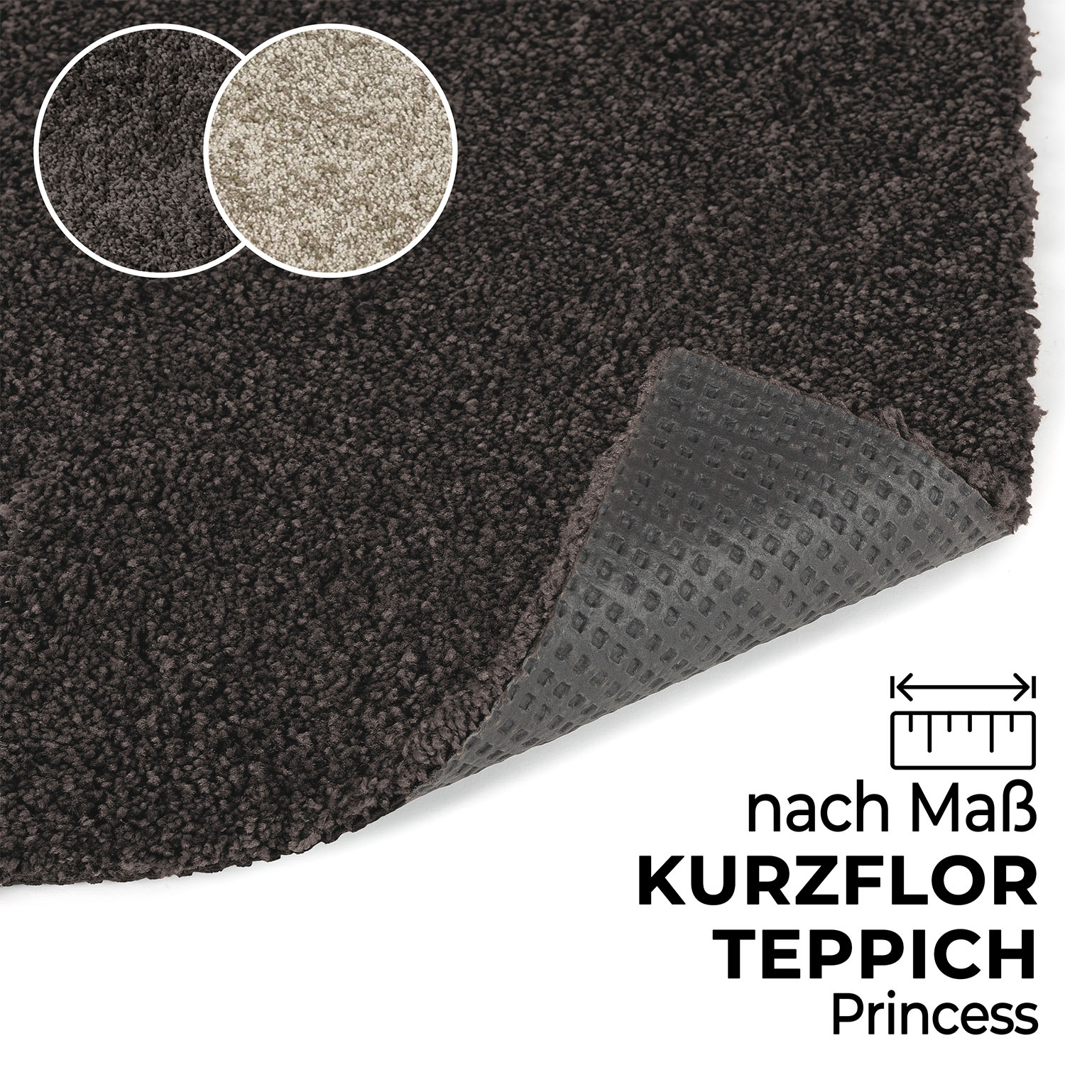 Kurzflor Teppich nach Maß – Läufer & Bettumrandung Princess