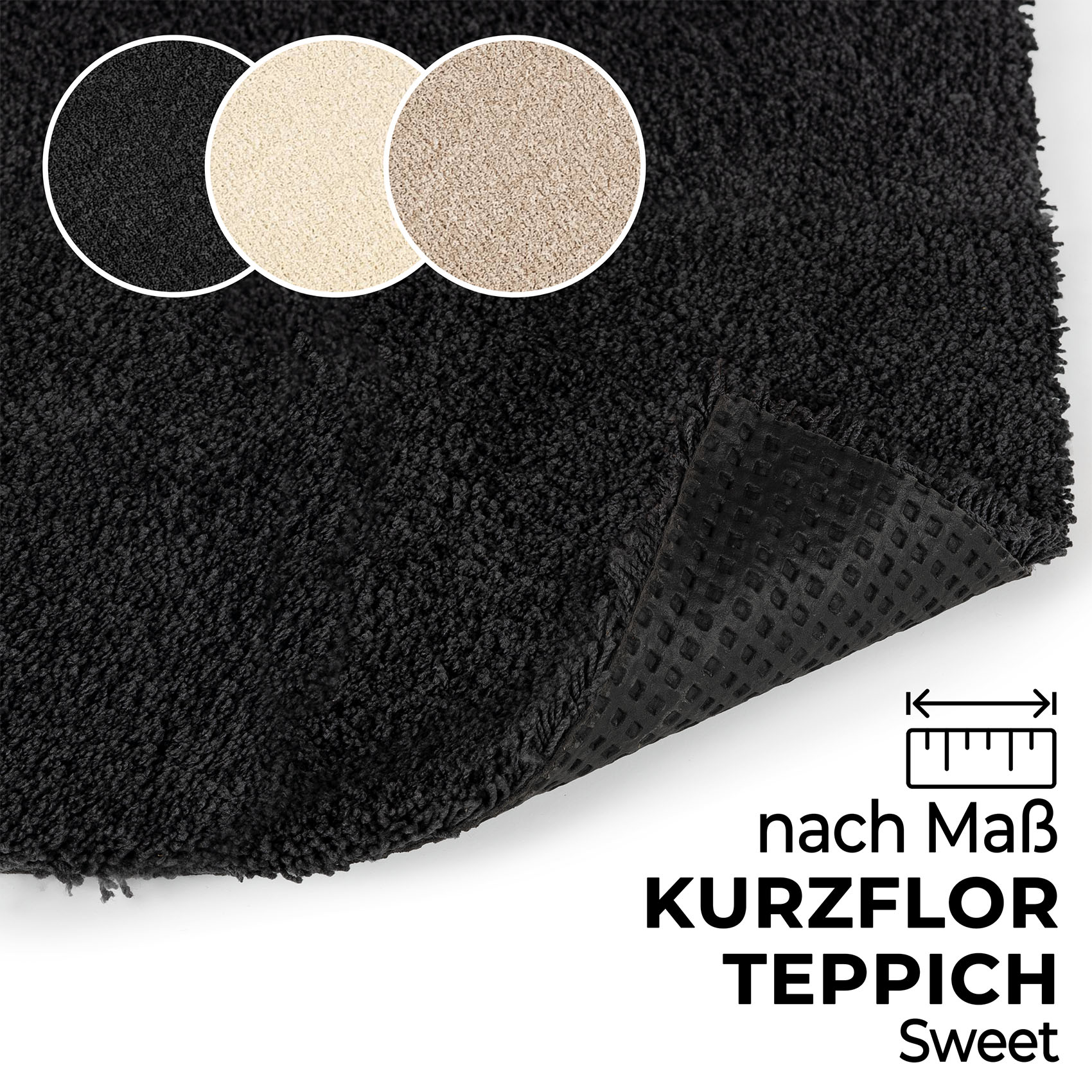 Kurzflor Teppich Läufer Sweethome nach Maß