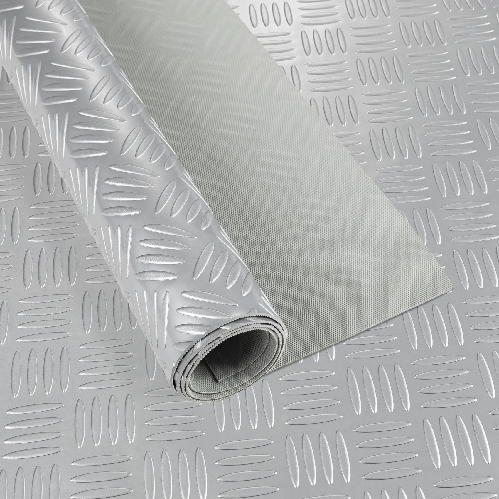 PVC Bodenbelag Dionis 1,5mm Riffelblech Silber 100x90cm