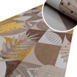 Küchenläufer Küchenteppich Flurteppich Palmenblätter Grau Läufer rutschfest