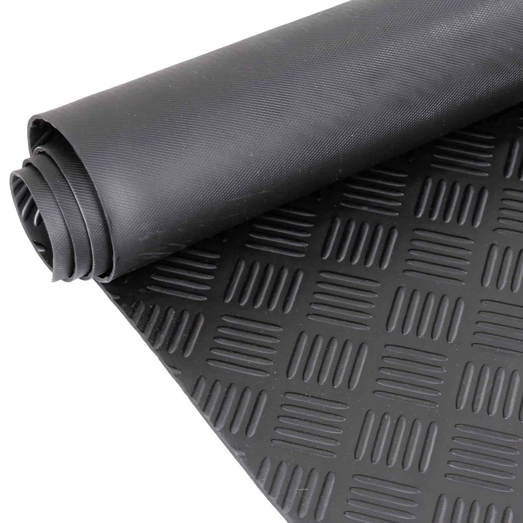 TPE Gummimatten geruchsarm Schwarz Riffelblechmatte geruchsarm 3mm -100 cm Breit Rollenware – 50 x 100cm