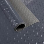 PVC Bodenbelag Meterware Antirutschmatte Vinylboden Rollenware Stärke1,5mm 100cm Breite Tränenblech Anthrazit Breite 100cm
