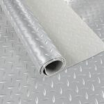 PVC Bodenbelag Meterware Antirutschmatte Vinylboden Rollenware Stärke1,5mm 100cm Breite Tränenblech Silber Breite 100cm