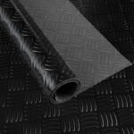 PVC Bodenbelag Meterware Antirutschmatte Vinylboden Rollenware Stärke 1,5mm Riffelblech Schwarz Breite 100cm