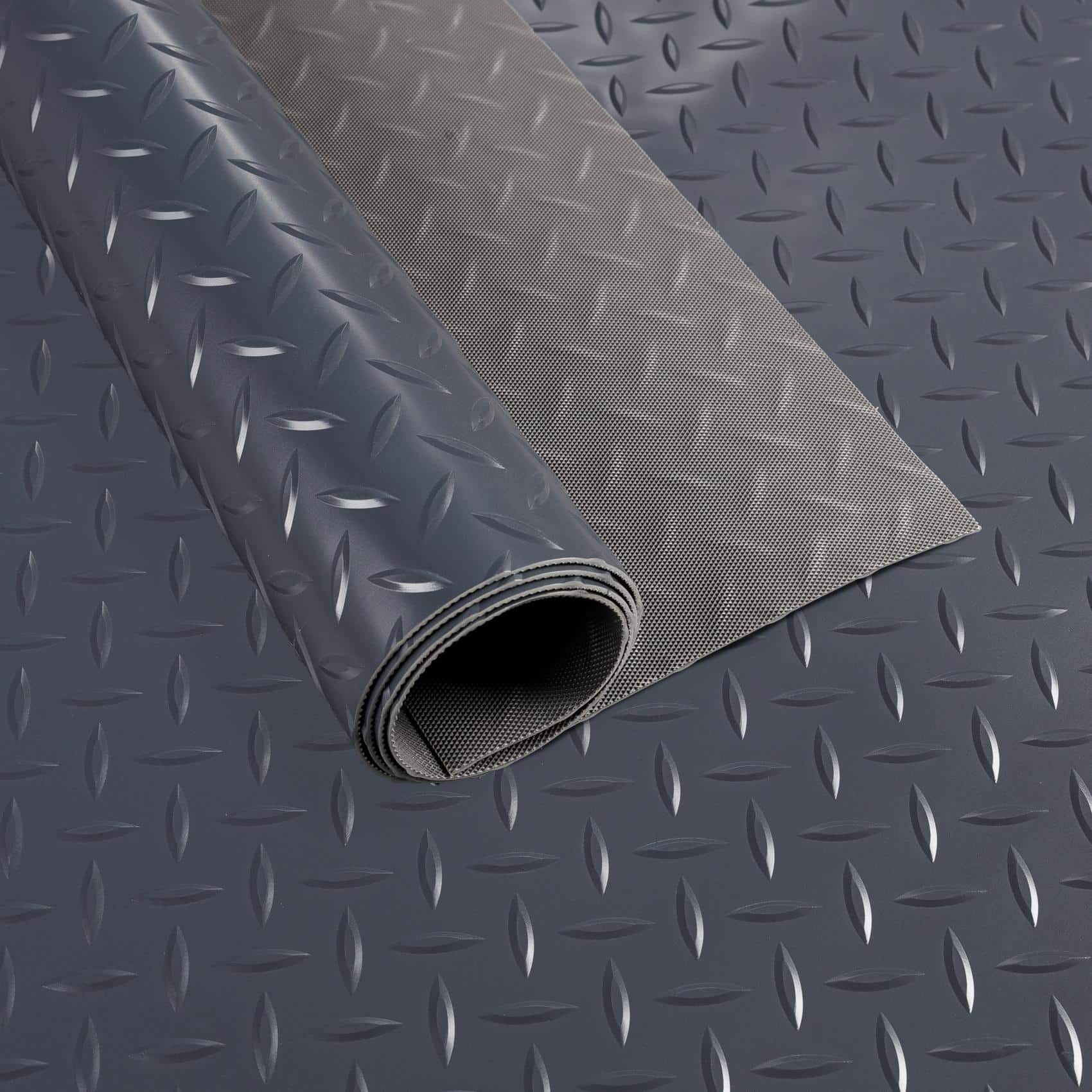 PVC Bodenbelag Meterware Antirutschmatte Vinylboden Rollenware Stärke1,5mm 100cm Breite Tränenblech Anthrazit Breite 100cm – 100x100cm