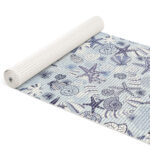 Weichschaummatte Bad Weichschaum Badematte Seestern Muscheln Blau Breite 65cm Meterware