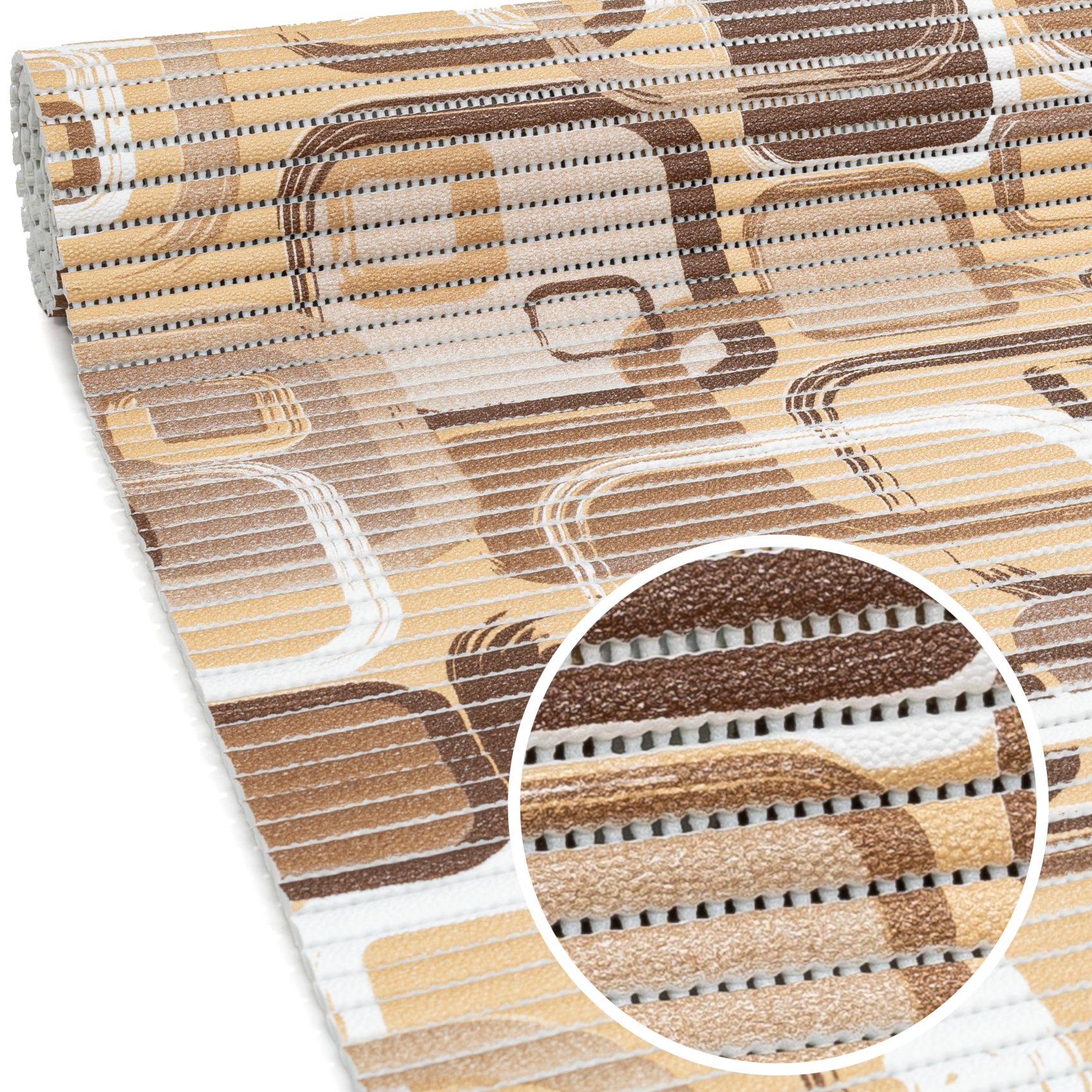 Weichschaummatte Badematte Weichschaum Bad Moderno Blau / Beige Breite 130cm Meterware – Braun, 100x130cm