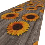 Läufer PVC Teppich rutschfest abwaschbar Sonnenblumen  Grau 50cm Breit