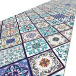 Küchenläufer PVC rutschfest abwaschbar Orientalische Fliese Blau 50cm Breit