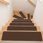 Treppenteppich Stufenmatte Treppenstufen Teppich selbsthaftend Stufenmatte Rechteckig NEMESIS Schoko