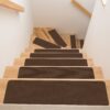Treppenteppich Stufenmatte Treppenstufen Teppich selbsthaftend Stufenmatte Rechteckig NEMESIS Schoko – 50x20cm