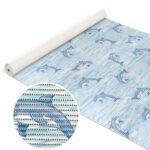 Badematte aus Meterware Delfine Maritim Blau Breite 130cm Weichschaummatte Badvorleger75cm