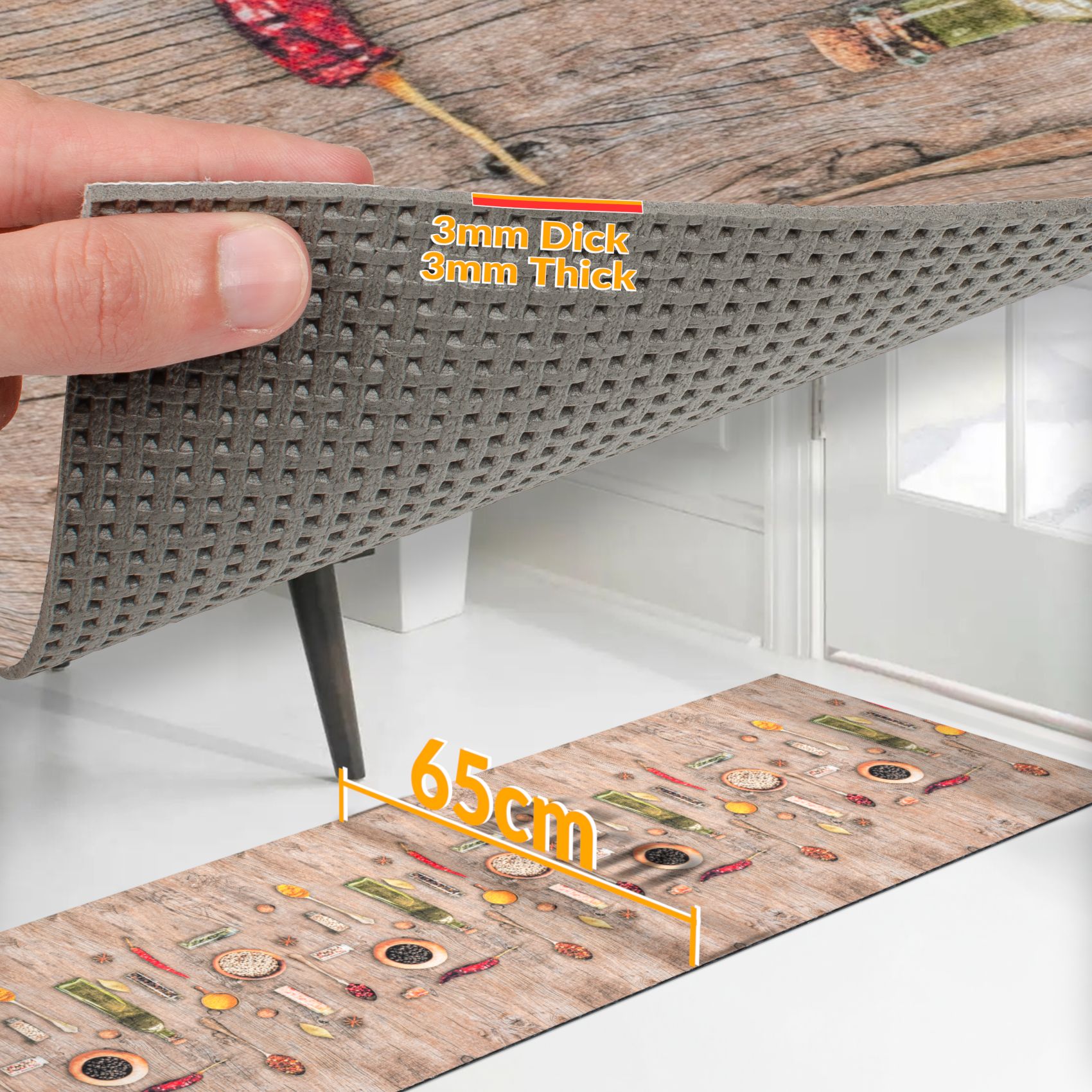 Küchenläufer Teppich Läufer Flurteppich waschbar rutschfest Spicy Breite 65cm – 100x65cm