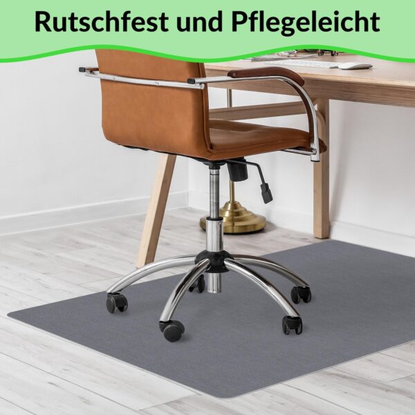 Rutschfeste Bodenschutzmatte Für Schreibtischstühle – 120x90 Cm, Grau – Aus Weichem Polyester, Selbstklebend, Für Parkett, Fliesen, Teppich &