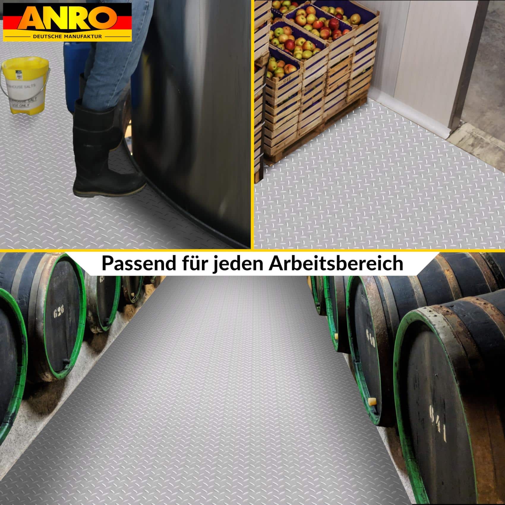 PVC Bodenbelag Meterware Antirutschmatte Vinylboden Rollenware Stärke1,5mm 100cm Breite Tränenblech Silber Breite 100cm – 100x100cm