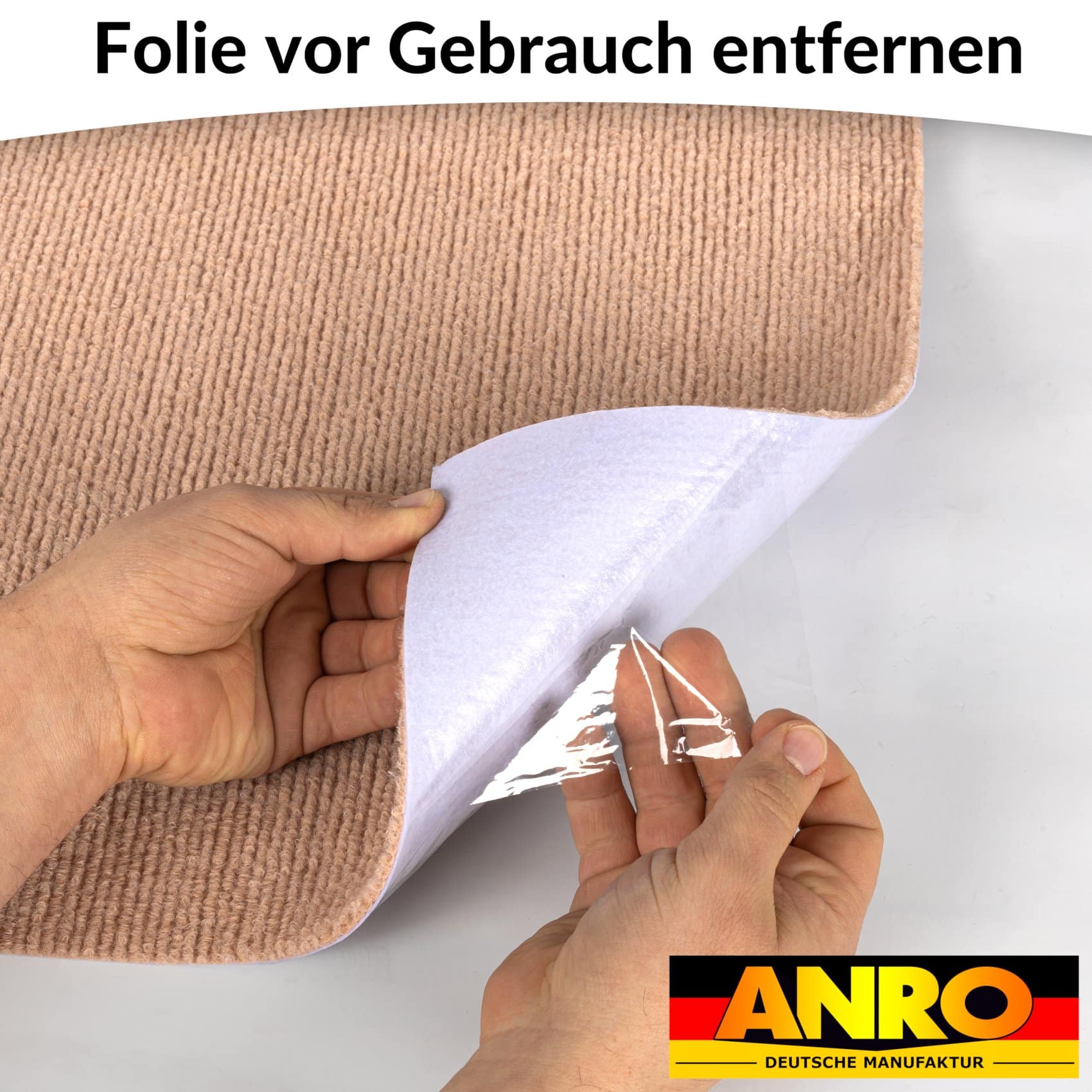 Treppenteppich Stufenmatte Treppenstufen Teppich selbsthaftend Stufenmatte Rechteckig NEMESIS Hellbraun – 50x20cm