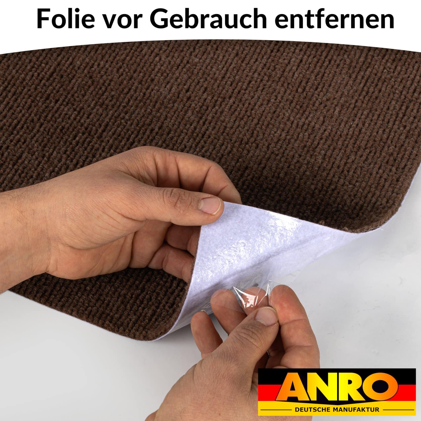 Treppenteppich Stufenmatte Treppenstufen Teppich selbsthaftend Stufenmatte Rechteckig NEMESIS Schoko – 50x20cm