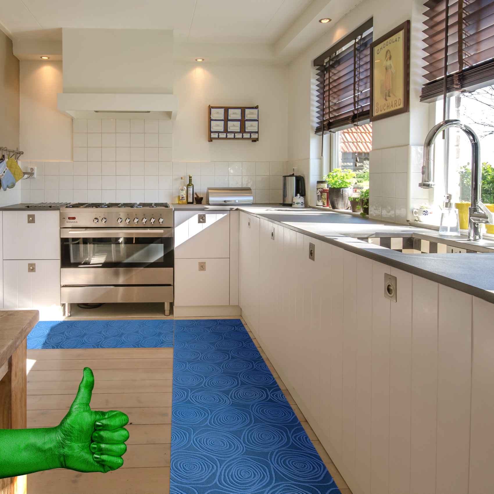 Teppichläufer Flurläufer Küchenläufer Velours waschbar rutschfest Sisi Essence Blau 50cm Breit – 100x50cm