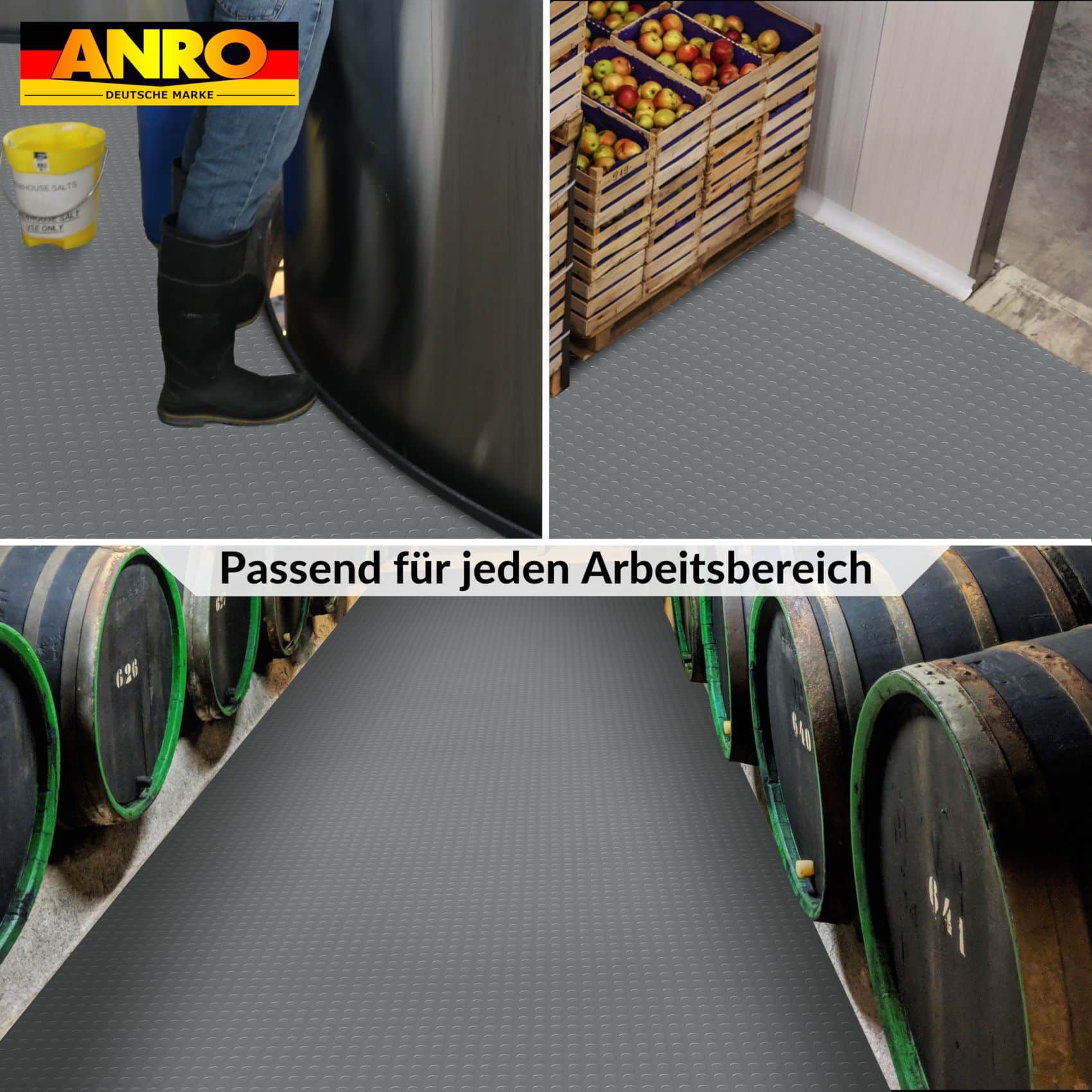 PVC Bodenbelag Noppenbelag Vinylboden Noppen Grau 1mm Antirutschmatte Meterware 140cm Breit – 100x140cm