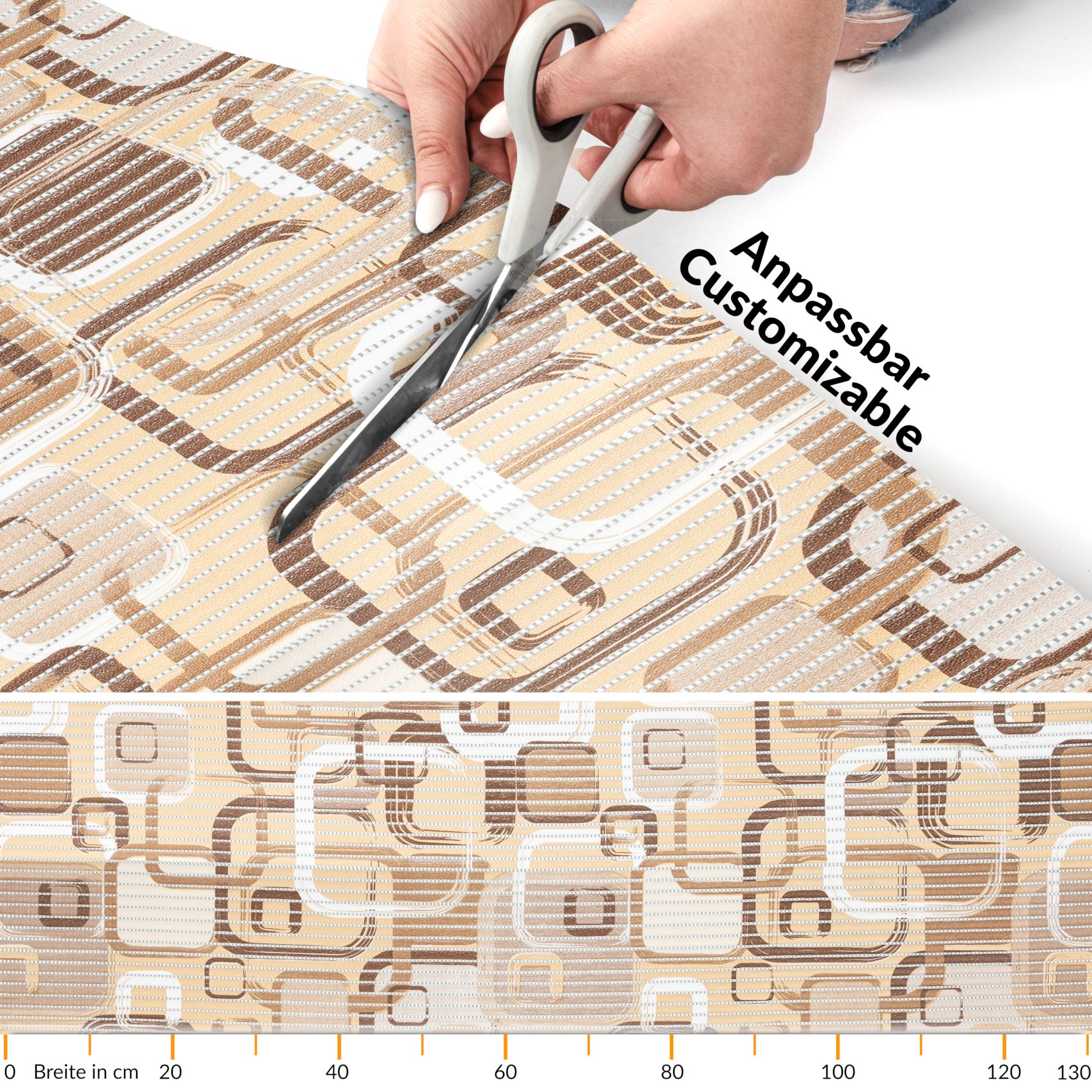 Weichschaummatte Badematte Weichschaum Bad Moderno Blau / Beige Breite 130cm Meterware – Braun, 100x130cm