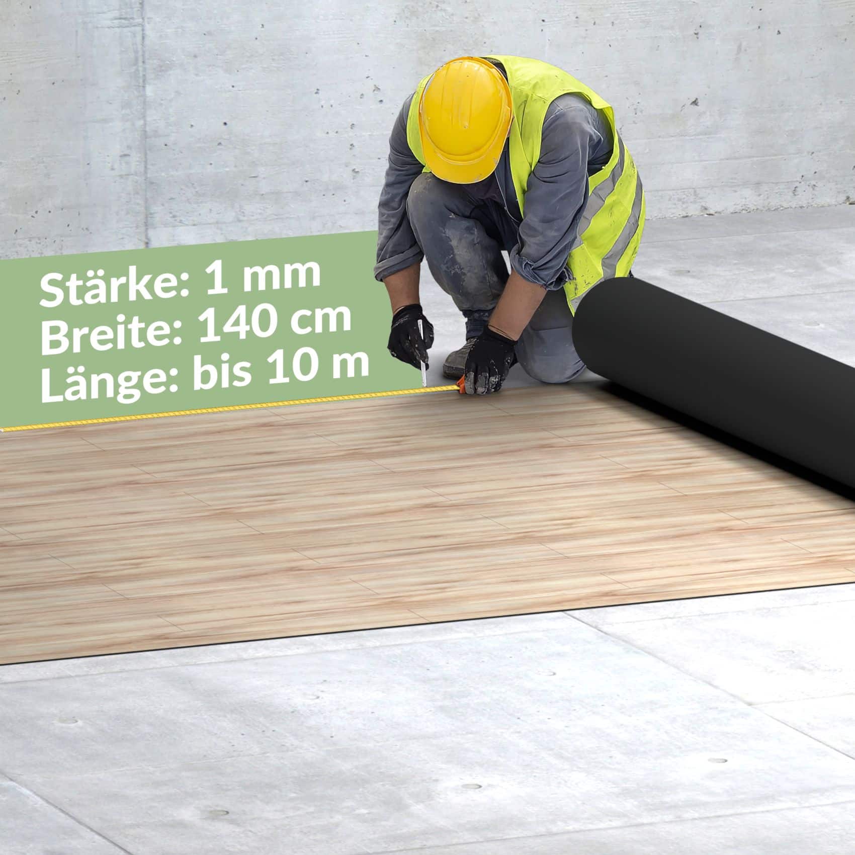 PVC Bodenbelag Vinyl Fußbodenbelag PVC Boden Vinylboden Holz Beige Meterware Breite 140cm – 100 x 140 cm