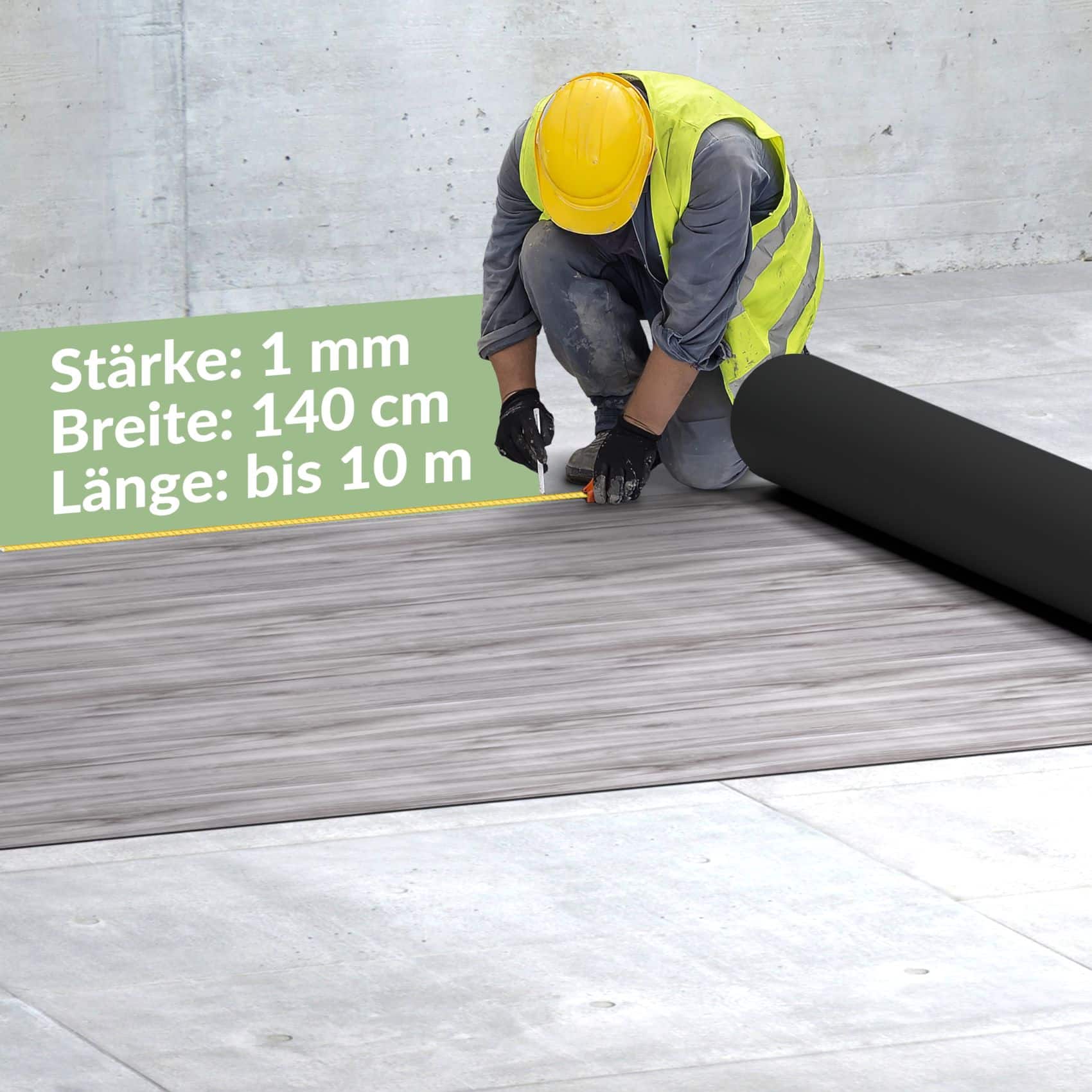 PVC Bodenbelag Vinyl Fußbodenbelag PVC Boden Vinylboden Holz Grau Meterware Breite 140cm – 100 x 140 cm