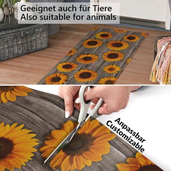Anro Läufer PVC - Sonnenblumen Grau 50cm