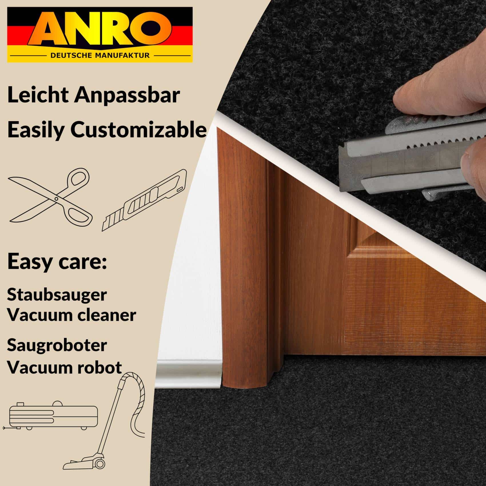 Messeteppich Meterware Eventteppich Läufer Teppich für Messe Events Büro BFL-S1 Anthrazit – 60 cm, 100 cm