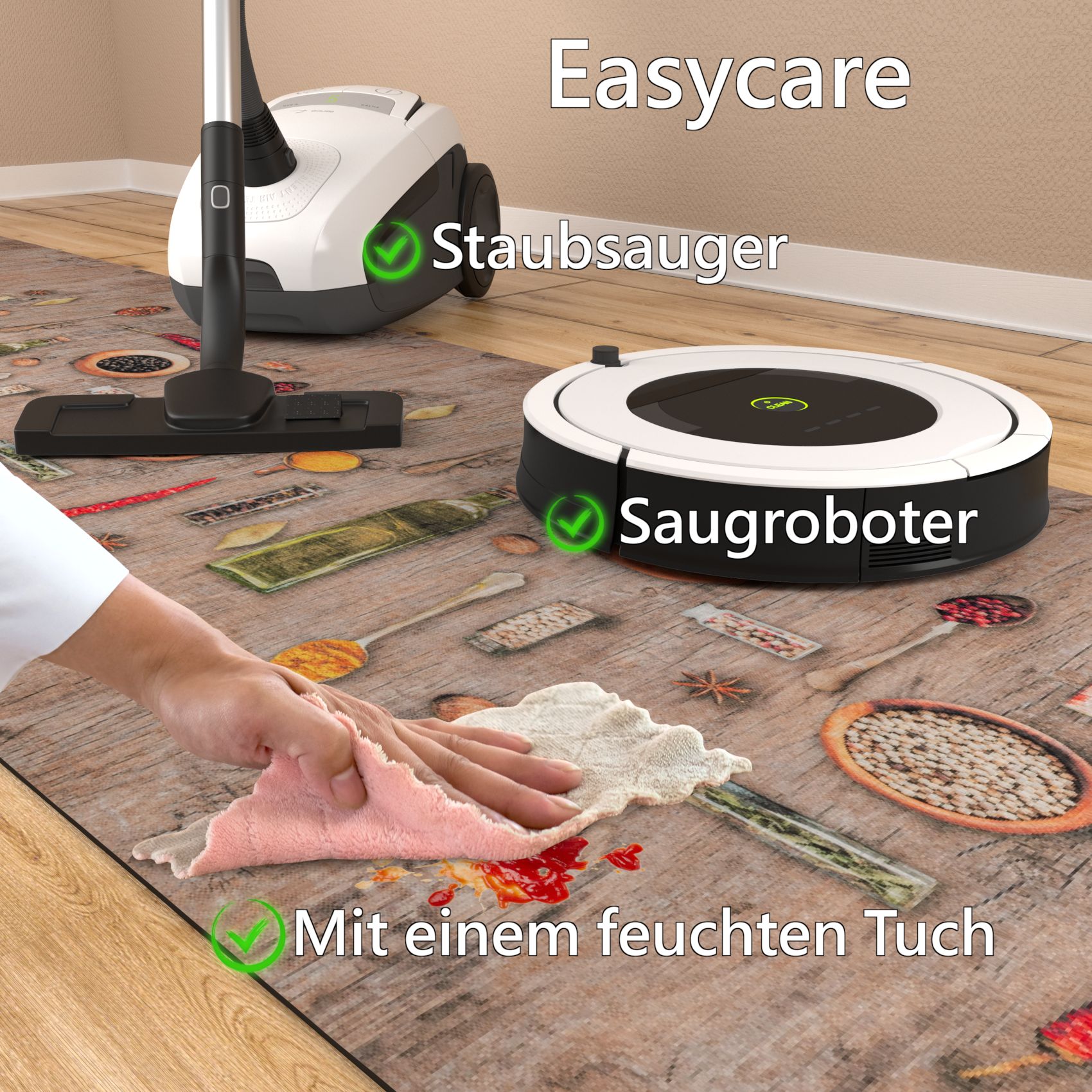 Küchenläufer Teppich Läufer Flurteppich waschbar rutschfest Spicy Breite 65cm – 100x65cm