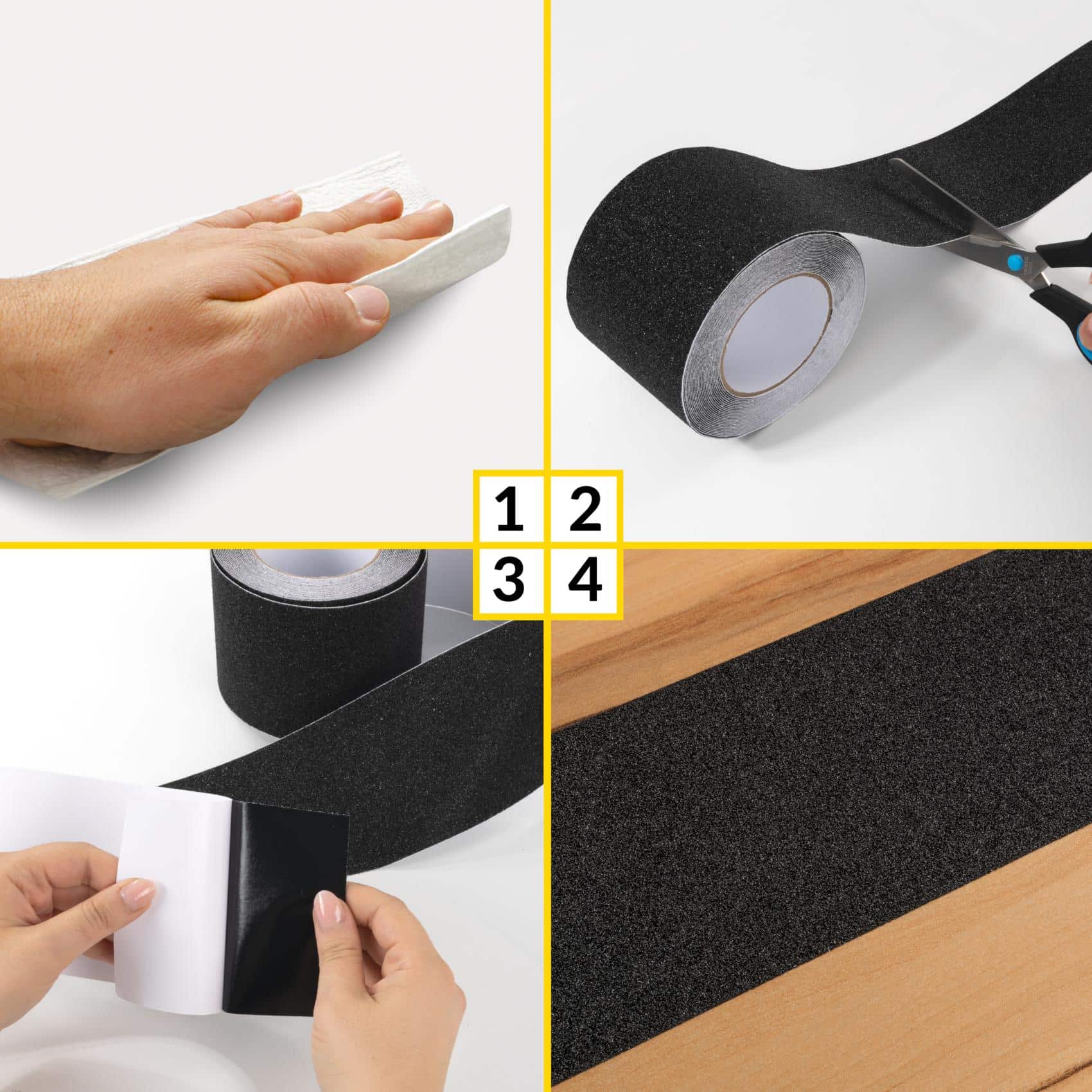 Antirutsch Klebeband selbstklebend anti-rutsch Tape Band Klebestreifen FixoFlex Breite 5 & 10cm Schwarz 10m Rolle – 5cm x 10m