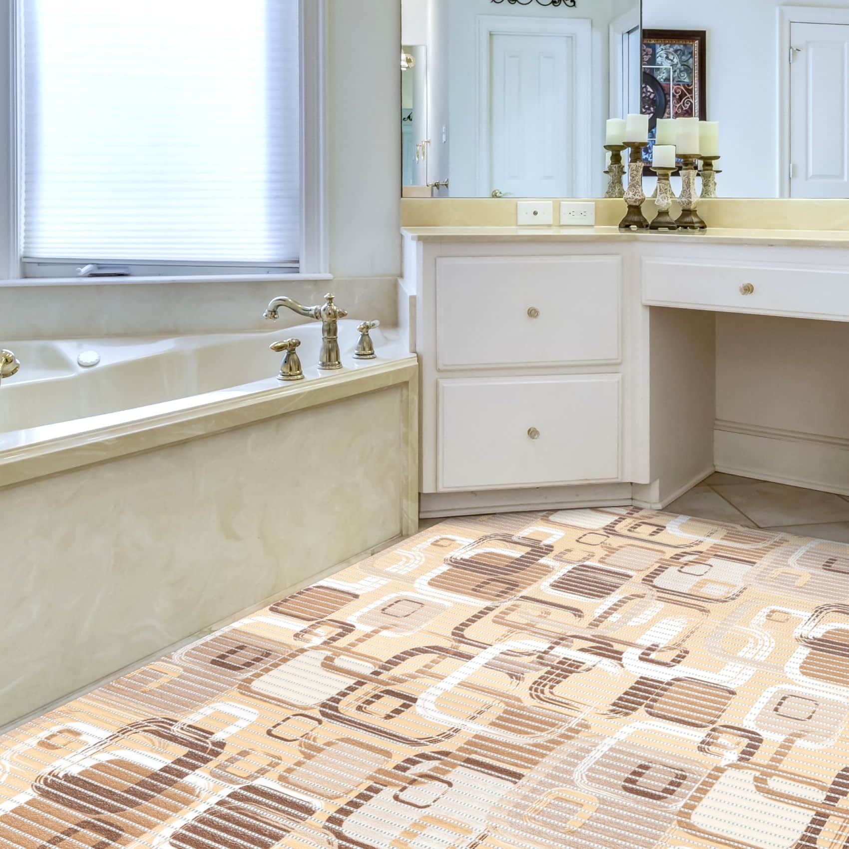 Weichschaummatte Badematte Weichschaum Bad Moderno Blau / Beige Breite 130cm Meterware – Braun, 100x130cm