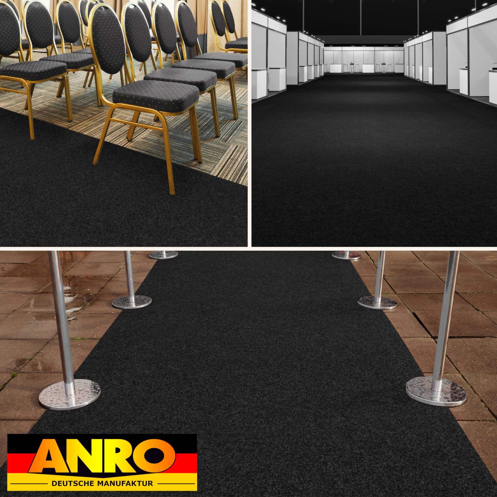 Messeteppich Meterware Eventteppich Läufer Teppich für Messe Events Büro BFL-S1 Anthrazit – 60 cm, 100 cm