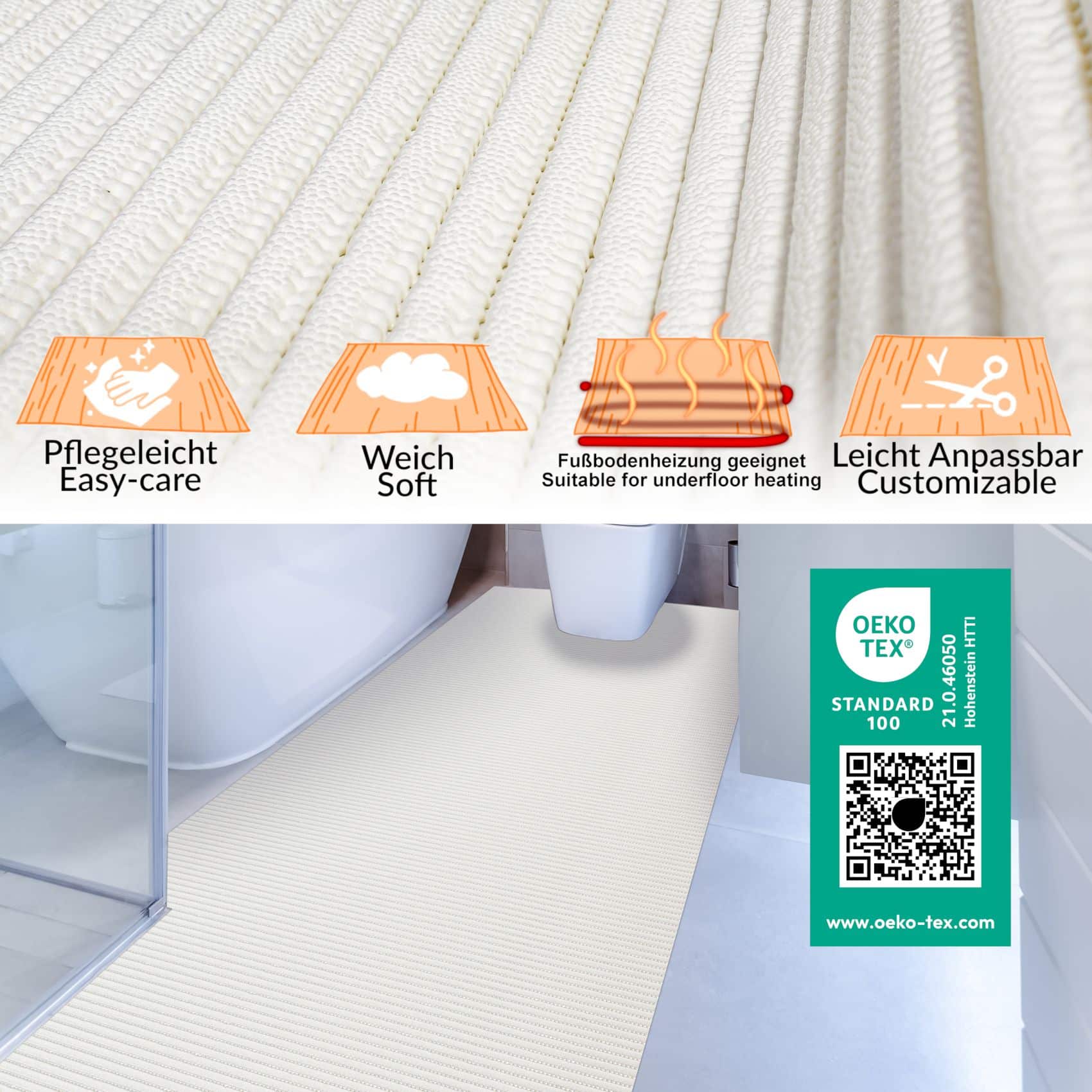 Badematte Uni Weiß 65cmx70cm