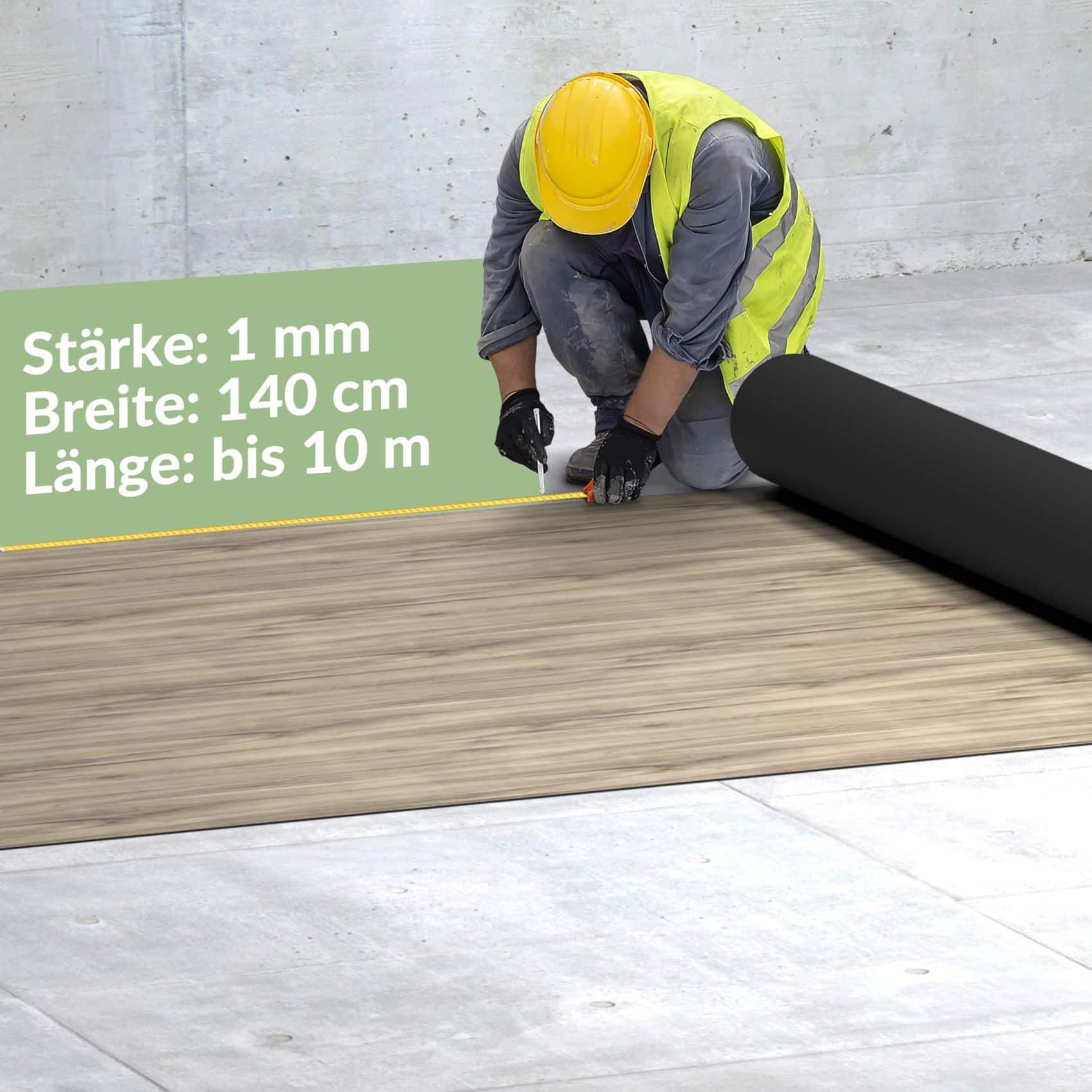 PVC Bodenbelag 1mm Holz Grau 500 x 140 cm