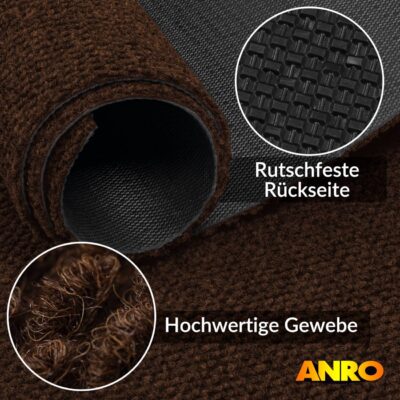 Teppichläufer Schmutzfangmatte Flur Läufer Schmutzfangläufer Teppichboden robust rutschfest Sauberlaufmatte Meterware 120 cm Braun